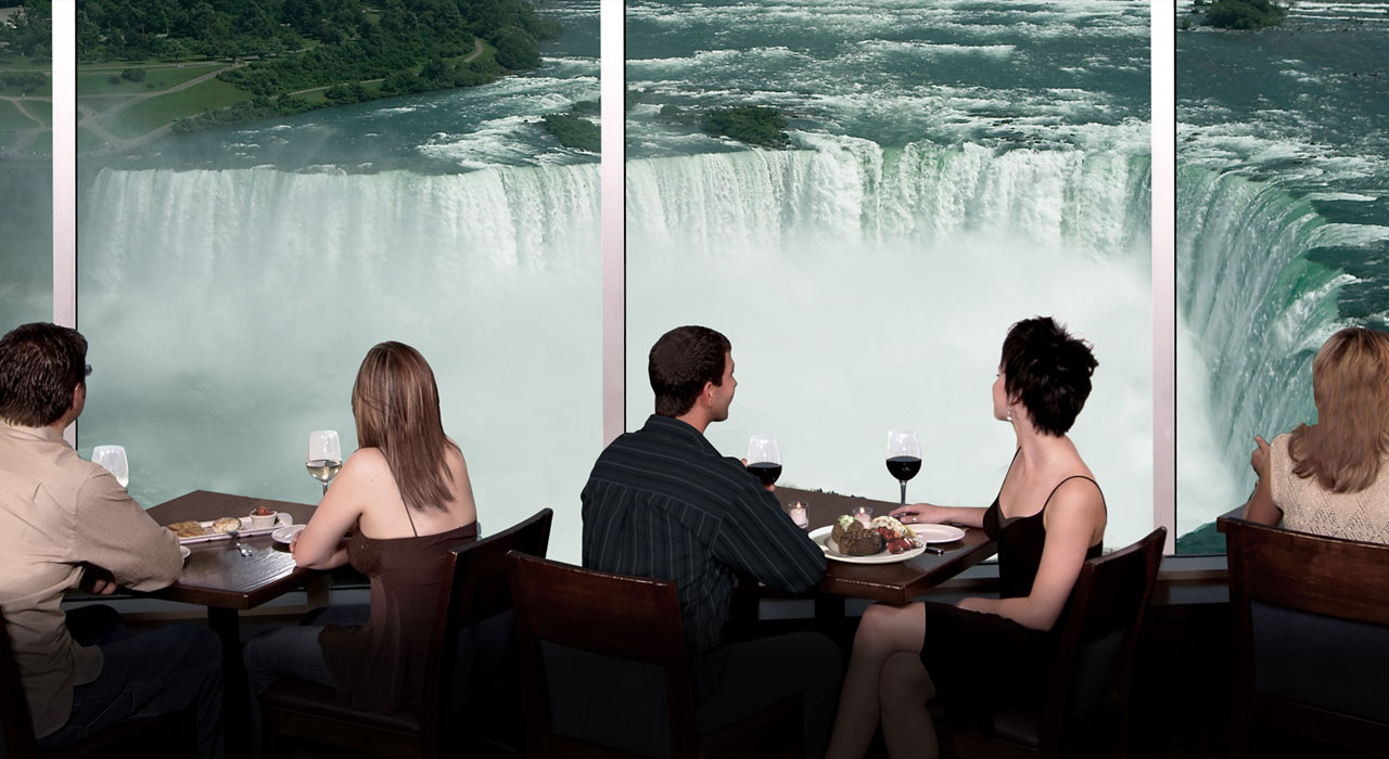 Fallsview Dining at the Keg Steakhouse & Bar overlooking Niagara Falls